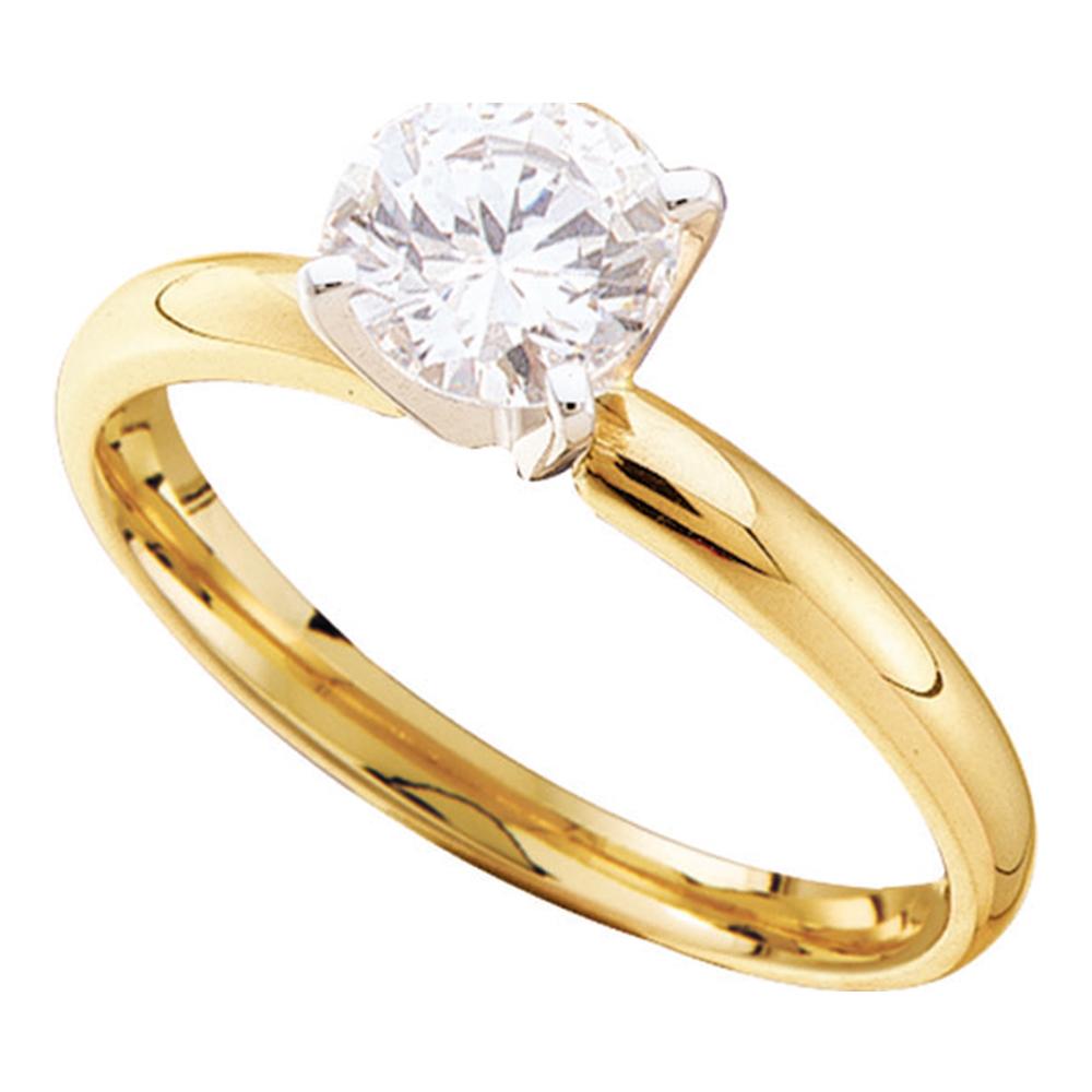 14kt Yellow Gold Womens Round Diamond I1 JK Solitaire Bridal Wedding Engagement Ring 1.00 Cttw