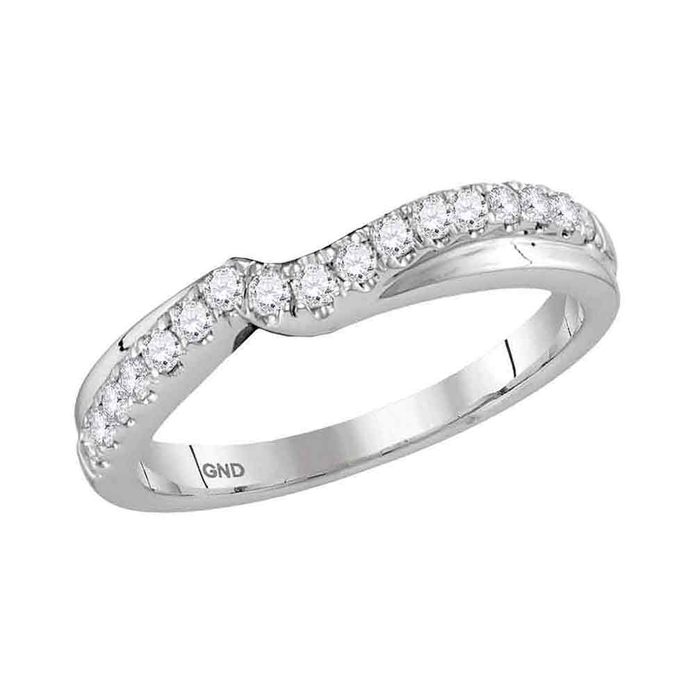 14kt White Gold Womens Round Diamond Contour Enhancer Wedding Band 1/3 Cttw