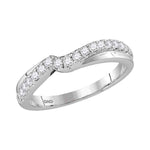 14kt White Gold Womens Round Diamond Contour Enhancer Wedding Band 1/3 Cttw