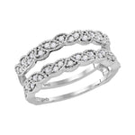 14kt White Gold Womens Round Diamond Milgrain Wrap Ring Guard Enhancer Wedding Band 1/3 Cttw