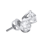 14kt White Gold Unisex Round Diamond Solitaire Stud Earrings 1.00 Cttw