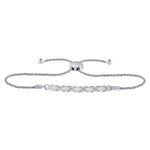 Sterling Silver Womens Round Diamond X and O Bolo Bracelet 1.00 Cttw