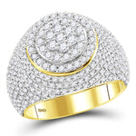 10kt Yellow Gold Mens Round Diamond Flower Cluster Ring 2.00 Cttw