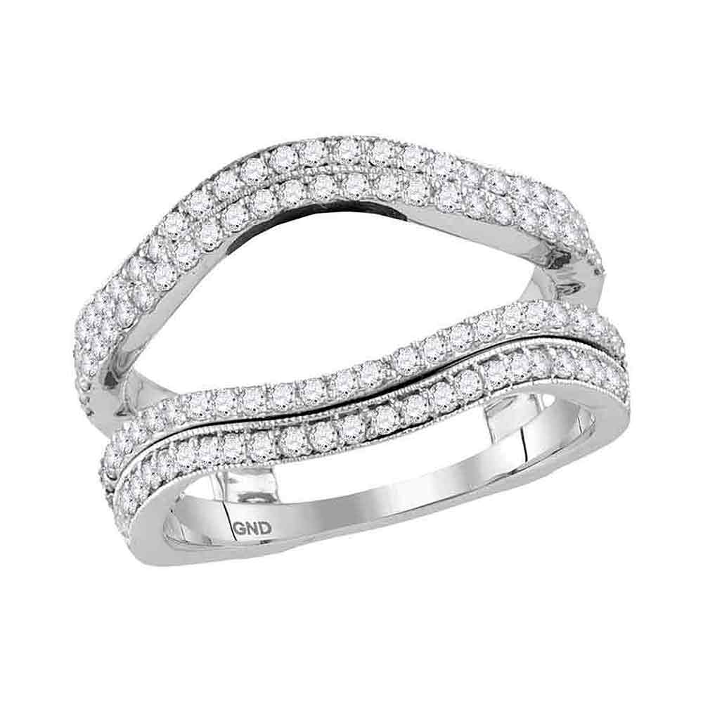 14kt White Gold Womens Round Diamond Wrap Ring Guard Enhancer Wedding Band 3/4 Cttw