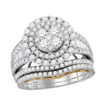 10kt Two-tone Gold Womens Round Diamond Cluster Bridal Wedding Engagement Ring Band Set 2-5/8 Cttw