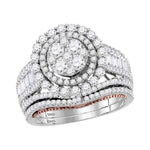 14kt Two-tone Gold Womens Round Diamond Bridal Wedding Engagement Ring Band Set 2-3/8 Cttw
