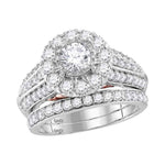 14kt White Gold Womens Round Diamond Bellissimo Bridal Wedding Engagement Ring Band Set 2.00 Cttw