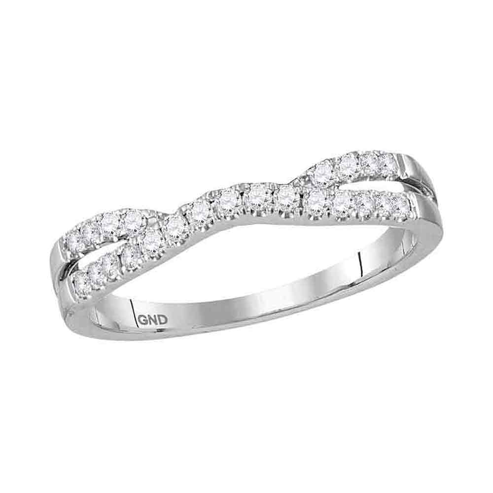 14kt White Gold Womens Round Diamond Ring Contour Enhancer Wedding Band 1/4 Cttw