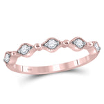 10kt Rose Gold Womens Round Diamond Contour Stackable Band Ring 1/8 Cttw