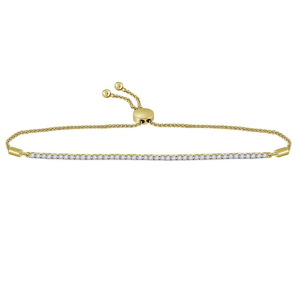 14kt Yellow Gold Womens Round Diamond Bolo Bracelet 1.00 Cttw