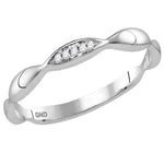 10kt White Gold Womens Round Diamond Contour Stackable Band Ring .02 Cttw