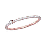 10kt Rose Gold Womens Round Diamond Solitaire Stackable Band Ring 1/6 Cttw