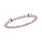 10kt Rose Gold Womens Round Diamond Single Row Stackable Band Ring 1/6 Cttw