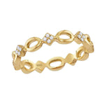 10kt Yellow Gold Womens Round Diamond Square Cluster Stackable Band Ring 1/8 Cttw
