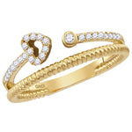 10kt Yellow Gold Womens Round Diamond Heart Bisected Stackable Band Ring 1/6 Cttw