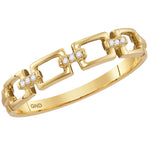 10kt Yellow Gold Womens Round Diamond Chain Link Stackable Band Ring .03 Cttw