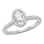 14kt White Gold Womens Oval Diamond Solitaire Bridal Wedding Engagement Ring 1-5/8 Cttw