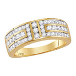 14kt Yellow Gold Mens Round Diamond Symmetrical Wedding Band Ring 1.00 Cttw