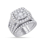 14kt White Gold Womens Round Diamond Bridal Wedding Engagement Ring Band Set 4.00 Cttw