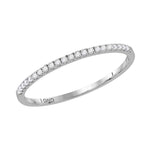 10kt White Gold Womens Round Diamond Slender Stackable Band Ring 1/8 Cttw