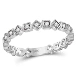10kt White Gold Womens Round Diamond Squares Stackable Band Ring 1/10 Cttw