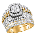 14kt Yellow Gold Womens Round Diamond Bridal Wedding Engagement Ring Band Set 2-1/2 Cttw
