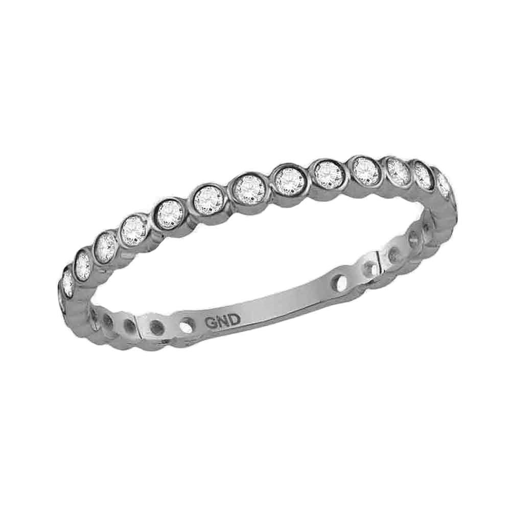 10kt White Gold Womens Round Diamond Stackable Band Ring 1/5 Cttw