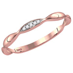 10kt Rose Gold Womens Round Diamond Contour Stackable Band Ring .02 Cttw