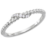 10kt White Gold Womens Round Diamond Crossover Stackable Band Ring 1/20 Cttw