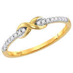 10kt Yellow Gold Womens Round Diamond Infinity Knot Stackable Ring 1/10 Cttw