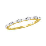 10kt Yellow Gold Womens Round Baguette Diamond Stackable Band Ring 1/3 Cttw