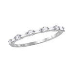 10kt White Gold Womens Round Baguette Diamond Stackable Band Ring 1/3 Cttw