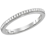 10kt White Gold Womens Round Diamond Single Row Stackable Band Ring 1/8 Cttw