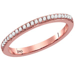 10kt Rose Gold Womens Round Diamond Single Row Stackable Band Ring 1/8 Cttw