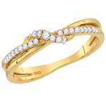 10kt Yellow Gold Womens Round Diamond Crossover Stackable Band Ring 1/6 Cttw