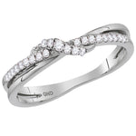 10kt White Gold Womens Round Diamond Crossover Stackable Band Ring 1/6 Cttw
