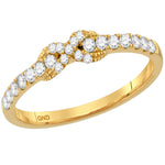 10kt Yellow Gold Womens Round Diamond Infinity Knot Stackable Band Ring 1/4 Cttw
