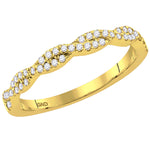 10kt Yellow Gold Womens Round Diamond Woven Twist Stackable Band Ring 1/4 Cttw