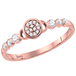 10kt Rose Gold Womens Round Diamond Cluster Stackable Band Ring 1/6 Cttw