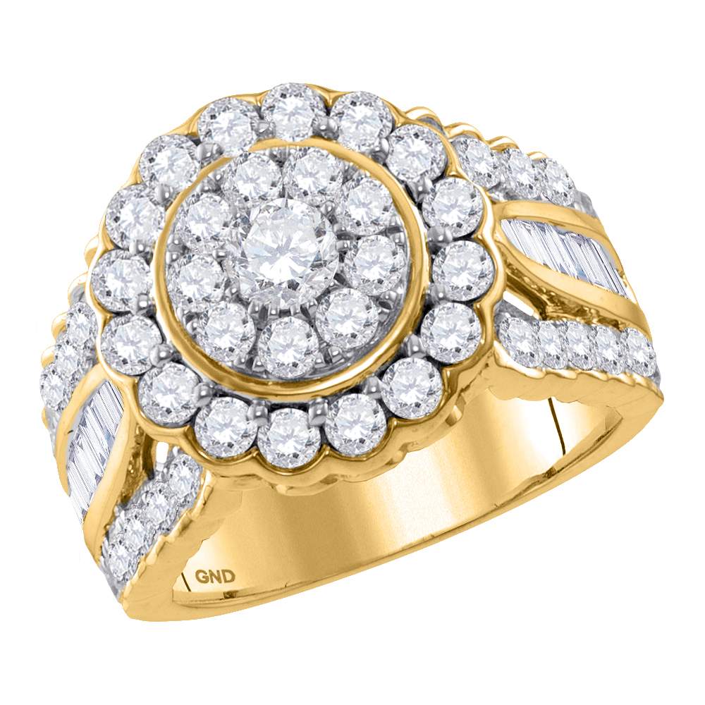 14kt Yellow Gold Womens Round Diamond Solitaire Halo Bridal Wedding Engagement Ring 3.00 Cttw