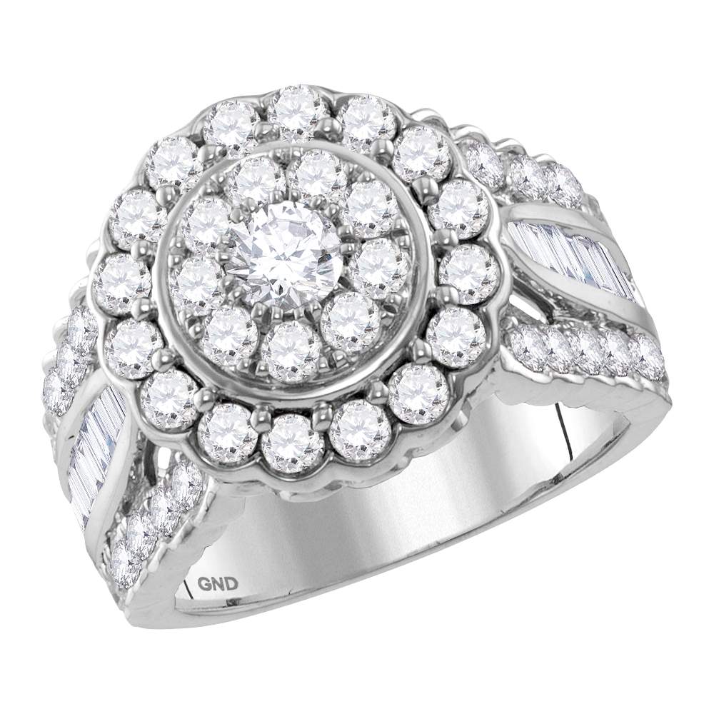 14kt White Gold Womens Round Diamond Solitaire Halo Bridal Wedding Engagement Ring 3.00 Cttw