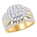 14kt Yellow Gold Womens Princess Diamond Solitaire Halo Bridal Wedding Engagement Ring 3.00 Cttw