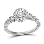 14kt Two-tone White Rose Gold Womens Round Diamond Solitaire Bellina Bridal Wedding Engagement Ring 3/4 Cttw