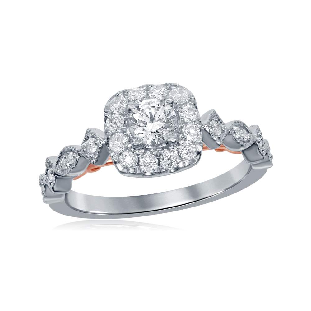 14kt Two-tone White Rose Gold Womens Round Diamond Solitaire Bellina Bridal Wedding Engagement Ring 3/4 Cttw
