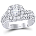 14kt Two-tone Gold Womens Round Diamond Bridal Wedding Engagement Ring Band Set 1-3/4 Cttw