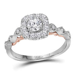 14kt Two-tone White Rose Gold Womens Round Diamond Solitaire Bellina Bridal Wedding Engagement Ring 3/4 Cttw