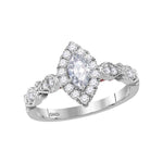 14kt Two-tone White Rose Gold Womens Marquise Diamond Bellina Bridal Wedding Engagement Ring 3/4 Cttw