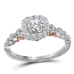 14kt Two-tone White Rose Gold Womens Round Diamond Solitaire Bellina Bridal Wedding Engagement Ring 3/4 Cttw