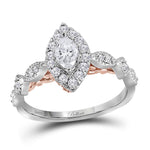 14kt Two-tone White Rose Gold Womens Marquise Diamond Solitaire Bellina Bridal Wedding Engagement Ring 3/4 Cttw