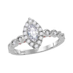 14kt Two-tone White Rose Gold Womens Marquise Diamond Solitaire Bridal Wedding Engagement Ring 3/4 Cttw